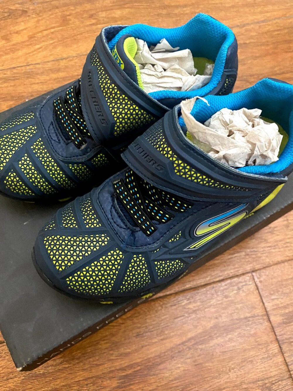 Youth Boy's Skechers Hydro-Static Sneakers Navy/Lime TUFF-TECH"LOOK" , Sz 13